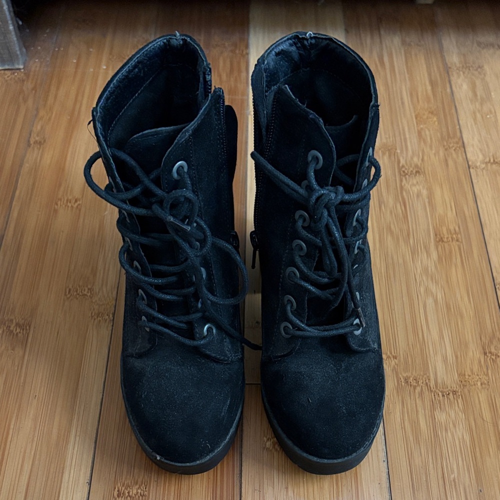 Primark Women's Black Lace-Up Boots